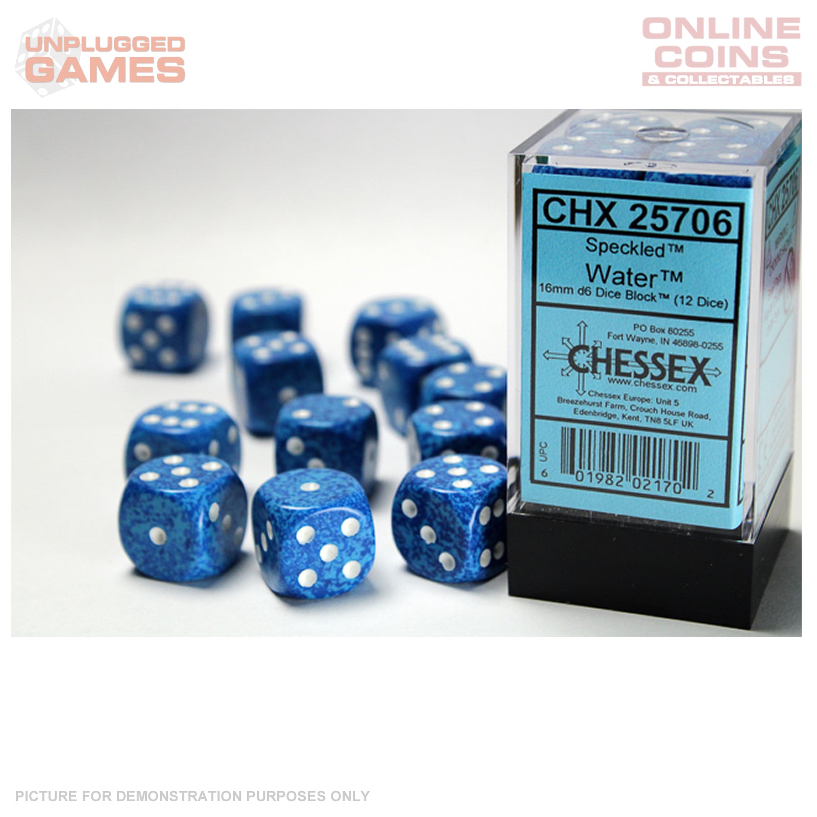 Chessex Speckled Water 16mm d6 Dice Block (12 dice)